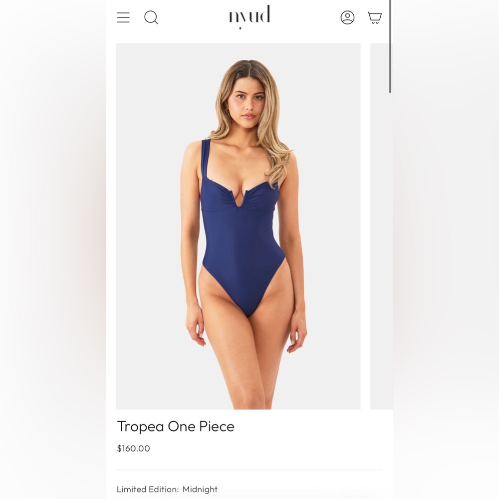 Nyud, Tropea One Piece Swimsuit, size Large, Midnight blue
